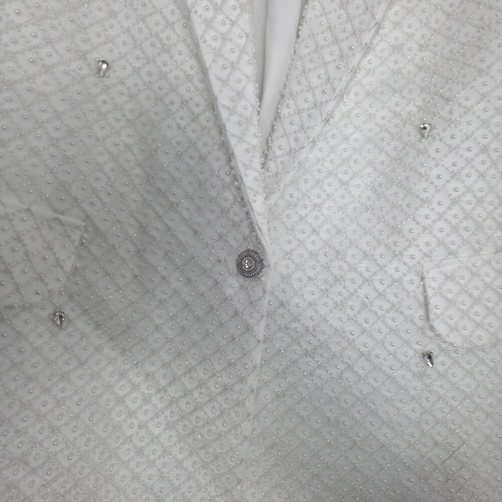 Morphine Fashion Pearl Crystal Bridal Blazer Jacket White XL NWT - Picture 7 of 12